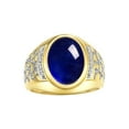 thumbnail image 1 of RYLOS Men's Rings Yellow Gold Plated Silver Nugget Ring with Cabochon Gemstone & Diamonds Sapphire Rings For Men Size 11, 1 of 7