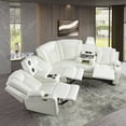 thumbnail image 4 of Naomi Home Chicago Corner Sofa white Air Leather, Premium 5-Seater Reclining Sofa with Console, Cup Holders, USB Ports, Pillow Top Armrests & Split Back Design, -Color:White, 4 of 11