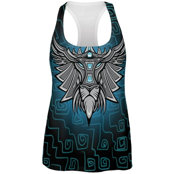 Glowing God Lion Grey Womens Work Out Tank Top Multi X-LG