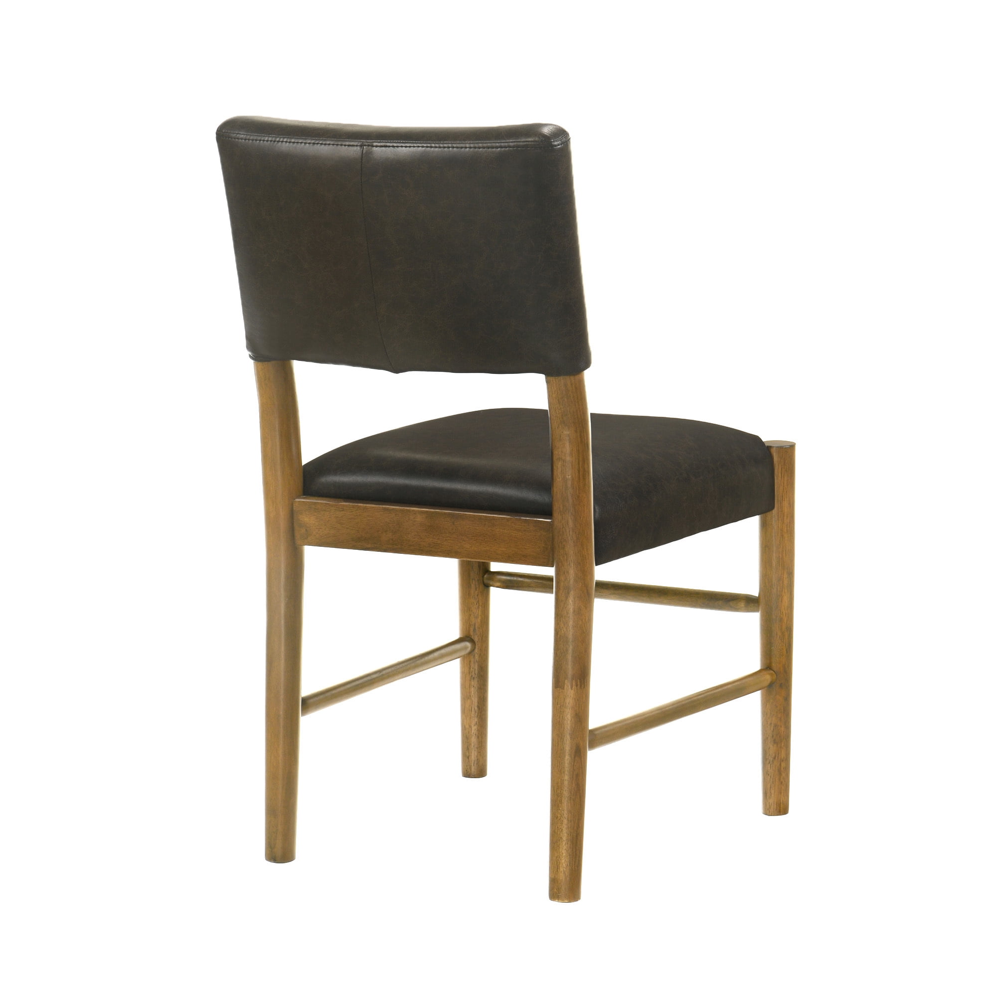 Bennet Modern Wood Dining Chair in Natural Finish with Brown Faux Leather Upholstered Seat - Set of 6