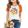 thumbnail image 2 of YUNAFFT T-shirts Graphiques Orange pour Enfants Unisexes Manches Raglan Imprimé Festival Décontracté Style Loisirs Vacances, 2 of 9