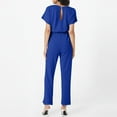 thumbnail image 3 of Huankd Womens Summer Casual Short Sleeve Pants Suit Beach Vacation Romper Belted Dressy Wedding Guest Jumpsuit Jumper Royal Blue S, 3 of 5