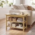 thumbnail image 1 of Costway Shoe Rack Bench,3-Tier Rubberwood Freestanding Shoe Changing Bench with Slat Shelve, 1 of 10