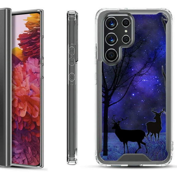 Shockproof Bumper Phone Case for Samsung Galaxy S22 Ultra 5G, by OneToughShield ® - Midnight Forest