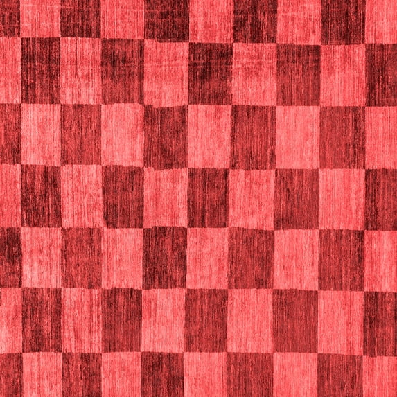Ahgly Company Indoor Square Checkered Red Modern Area Rugs, 5' Square
