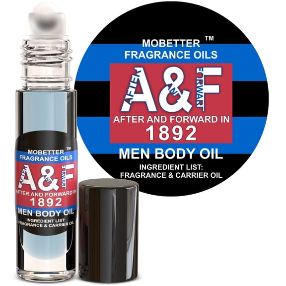 MOBETTER FRAGRANCE OILS After & Forward in 1892 Blue Men Cologne Body Oil 1/3 oz roll on Glass Bottle