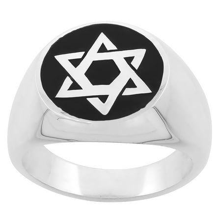 - Sterling Silver Star of David Ring for Men & Women Handmade 3/4 inch wide, sizes 6 - 14