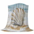 thumbnail image 6 of Blue Coastal Shell Blanket Soft Cozy Warm Throw Blanket for Couch, Plush Fuzzy Flannel Fleece Blankets for Sofa, Beach Summer Seaside Nautical Bed Blankets Lightweight Gifts for Women, 40"x50", 6 of 9