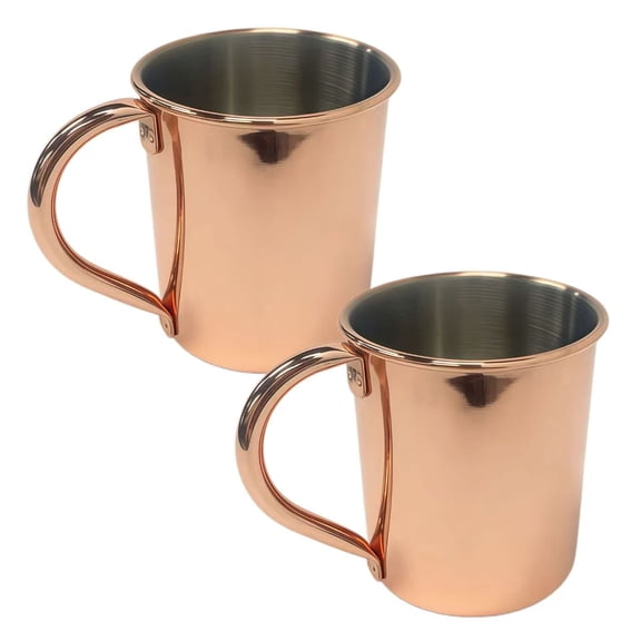 Golikin 16oz Copper Plated Moscow Mule Mug – Stainless Steel Liner, Shiny Rose Gold Finish, Riveted Handle – Perfect for Cocktails, Beer, Iced Coffee & Bar Decor(2Pcs)