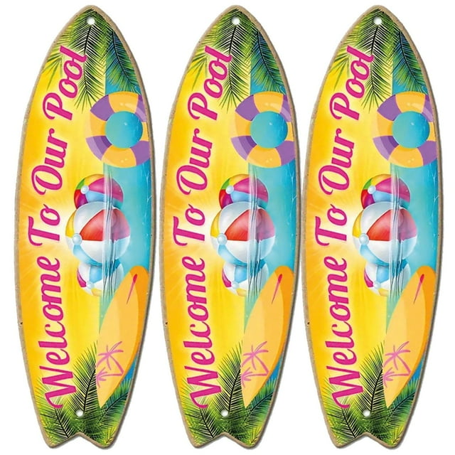 Decoración marina SurfSpear 3Pzas 16x45cm Madera Tabla de Surf VentDepot