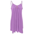 thumbnail image 3 of Leutsin Ladies V-neck Mid-Waist Loose Button Solid Color Sleeveless Suspender Dress, 3 of 4