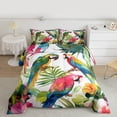 thumbnail image 3 of Feelyou Green Pink Parrot Bedding Comforter Set for Teen, Tropic Palm Leaves Twin Comforter Sets, Watercolor Flower Floral Reversible Bedding Set, Luxury Bedroom Decor, 2pcs, 3 of 9