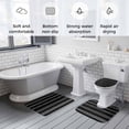 thumbnail image 5 of Black White Geometric Bath Mat 3 Piece Bathroom Rug Set, Modern Striped Plaid Abstract Art Non Slip Bath Rug Contour Mat and Toilet Lid Cover, Absorbent Shower Mats Soft Bath Rugs and Mats Sets, 5 of 8