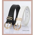 thumbnail image 4 of 2 Pack Women's Leather Belts for Jeans Dresses Fashion Gold Buckle Ladies Belt, 4 of 6