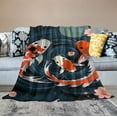thumbnail image 2 of ARISTURING  Koi Fish Bed Blanket,Japanese Peach Blossom Sea Life Throw Blanket for Kids Girls Boys Room Decor,Geometric Sea Waves Flannel Blanket Ukiyo-e Animals Plants Fuzzy Blanket,, 2 of 6