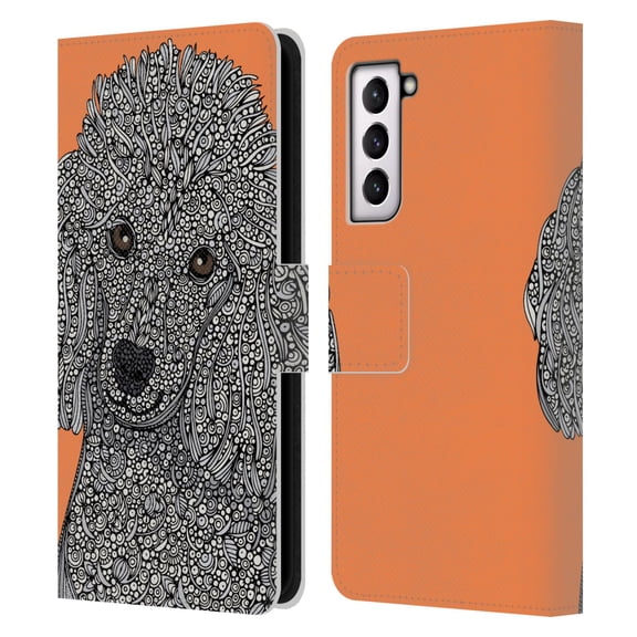 Head Case Designs Officially Licensed Valentina Dogs Poodle Leather Book Wallet Case Cover Compatible with Samsung Galaxy S21 5G