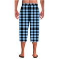 thumbnail image 6 of LIaqionyy Pajama Capri Short for Men Plaid Pants Lounge Lightweight Comfy Drawstring Bottoms with Pockets, 6 of 7