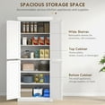 thumbnail image 4 of HOMCOM Freestanding 4 Door Kitchen Pantry Cabinet with Shelves White, 4 of 10