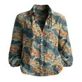 thumbnail image 4 of Womens Plus Size Shirts Oversized Tshirts for Women Oversized Long Sleeve Button Linen Tee Plus Size Tops Blue L, 4 of 4