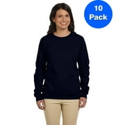 Womens 8 oz. Heavy Blend 50/50 Fleece Crew 10 Pack