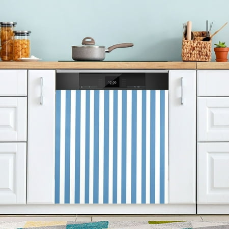 

Blue-white Narrow Stripes Dishwasher Magnet Refrigerator Magnetic Cover Washing Machine Magnet Sticker Kitchen Decor
