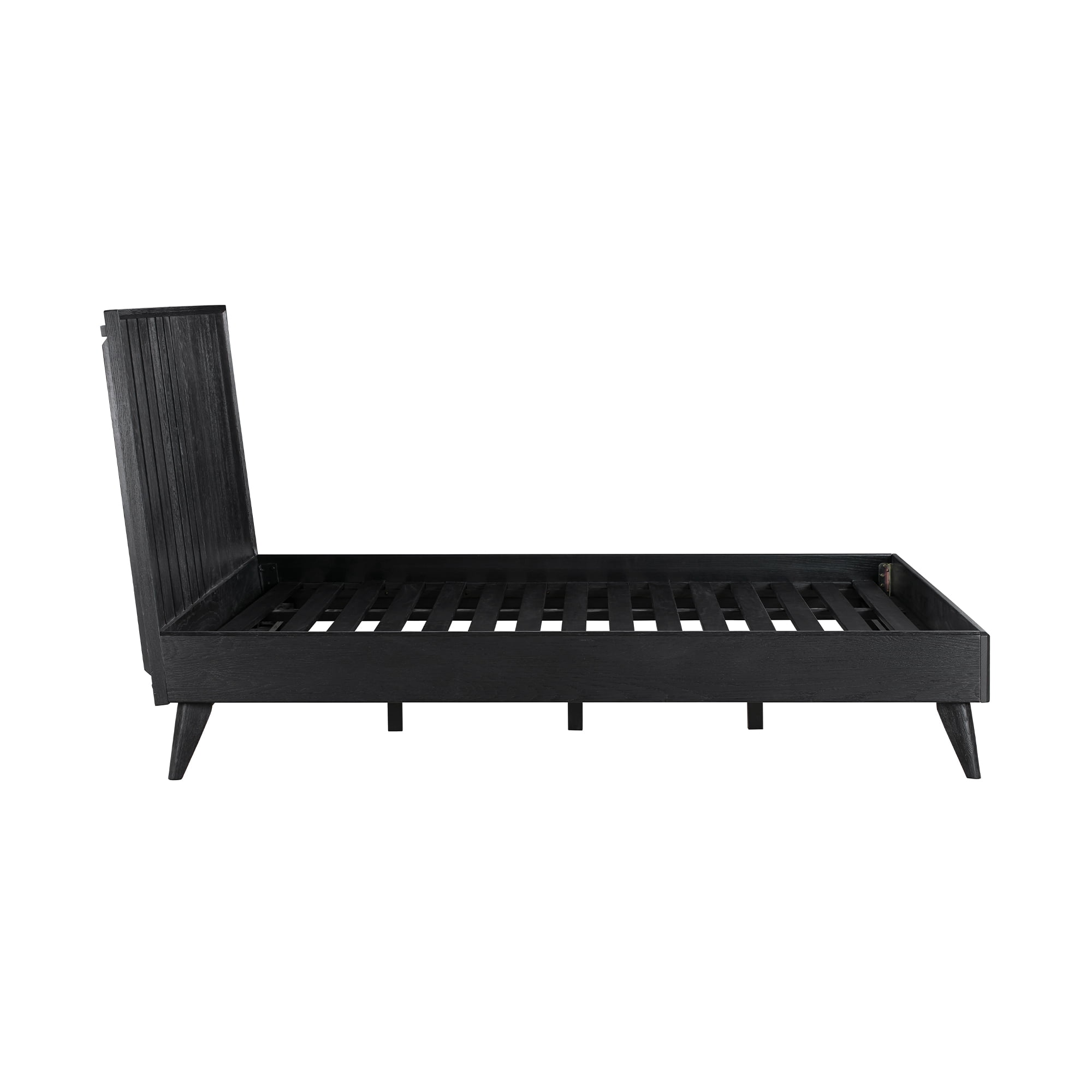 Carnaby Queen Platform Bed Frame in Black Brushed Oak Wood