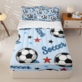 thumbnail image 3 of Homewish Soccer Gamer Zipper Twin Comforter Sets with Fitted Sheet and 2 Pillowcases,Boys Sport Theme Stars Print Zipper Bedding Set,4-Piece, 3 of 6