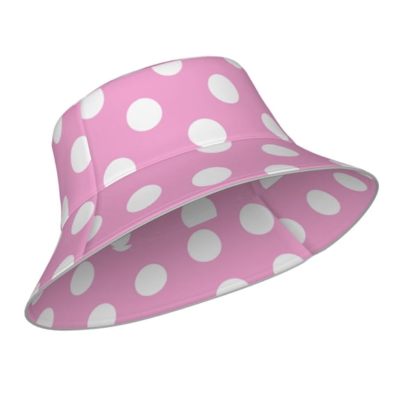 Kdxio Reflective Bucket Hat - Pink And White Polka Dot Print Bucket Hat for Men,Women