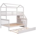 thumbnail image 5 of EUROCO Twin over Full House Bunk Bed with Trundle and Staircase, White, 5 of 17