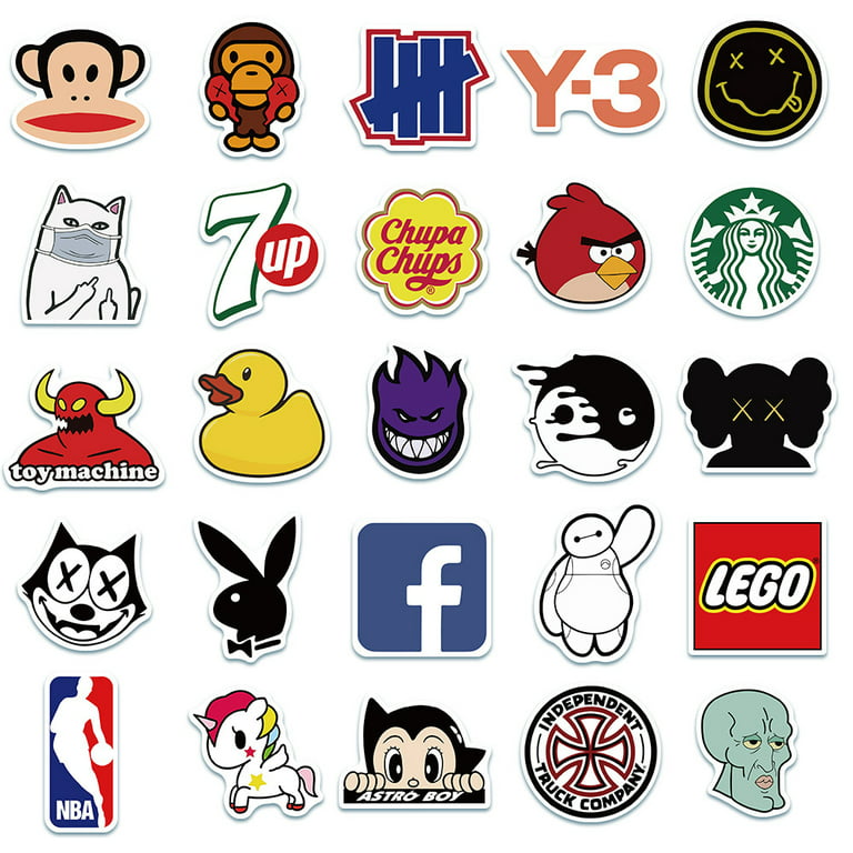 100 PCS cool brand sticker stickers Vinyl Skateboard Luggage Pack Logo  Decals