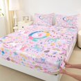 thumbnail image 4 of jejeloiu Unicorn Star Monogram Q Full Size Sheets For Kids,Magical Rainbow Alphabet Design Bed Sheets,4 Pieces, 4 of 6