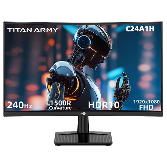 TITAN ARMY 24" Curved Gaming Monitor 240Hz, FHD 1080P PC Gaming Monitor with 1500R Curvature, 1ms MPRT, HDR10, 96% sRGB Color, Low Blue Light, HDMI & DisplayPort, High Refresh Rate Esports Monitor