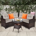 thumbnail image 1 of Gymax 4PCS Patio Furniture Set Outdoor Rattan Sectional w/ Cushioned Sofa Table, 1 of 10