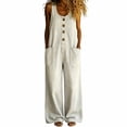 thumbnail image 2 of Zormilly Denim Overalls for Women Button Front Wide Leg Jeans Jumpsuits with Pockets Fashion Baggy Jeans Bib Overalls, S-3XL, 2 of 6