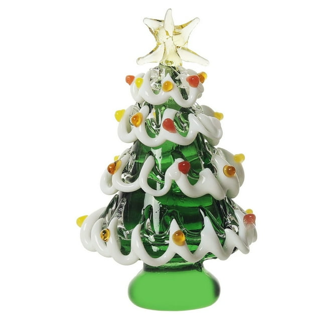 Naiovety Mini árbol de Navidad de cristal, hecho a mano, sólido, compacto, delicado, fácil de limpiar, ideal para manualidades y Decoración Blanco magnético
