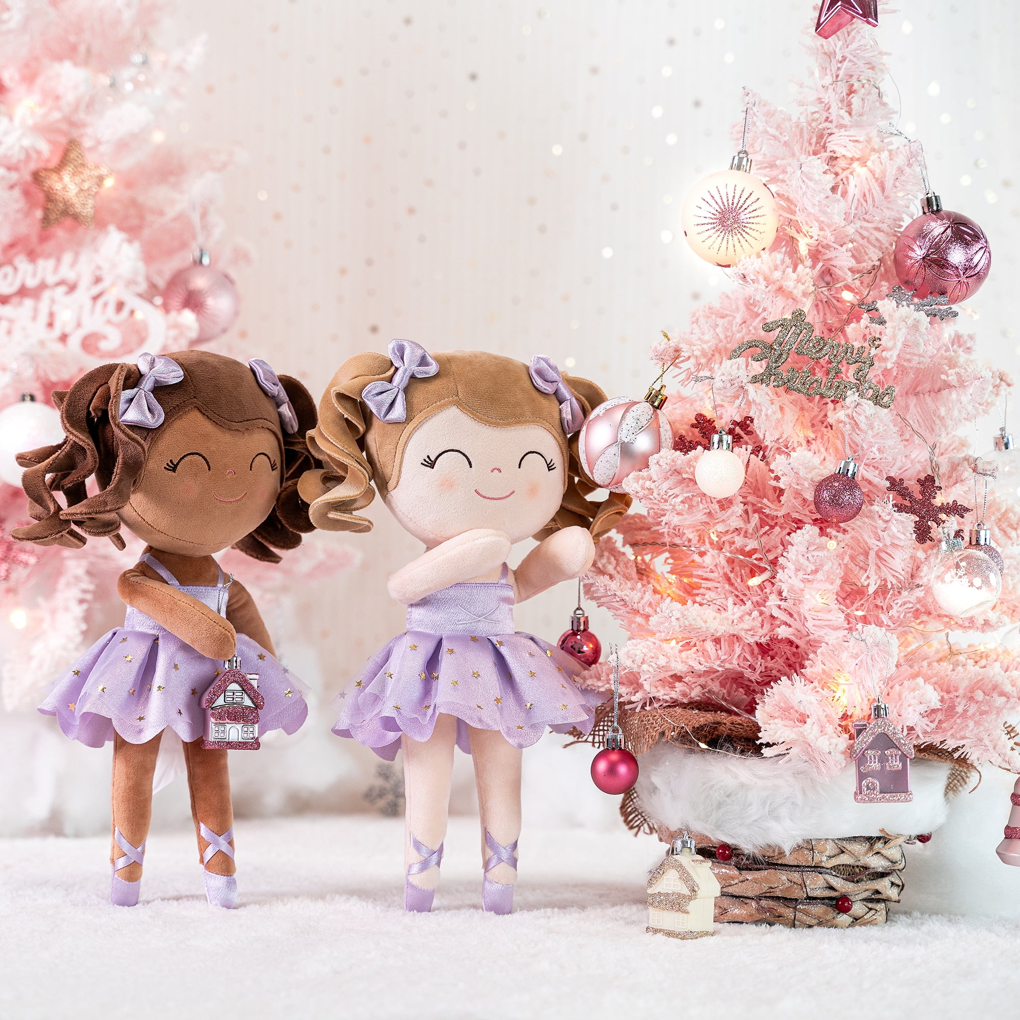 Gloveleya Baby Girl Gifts Plush Dolls Toddler Stuffed Doll Soft Girls Toy Ballerina Lavender 13 Inches with Gift Box