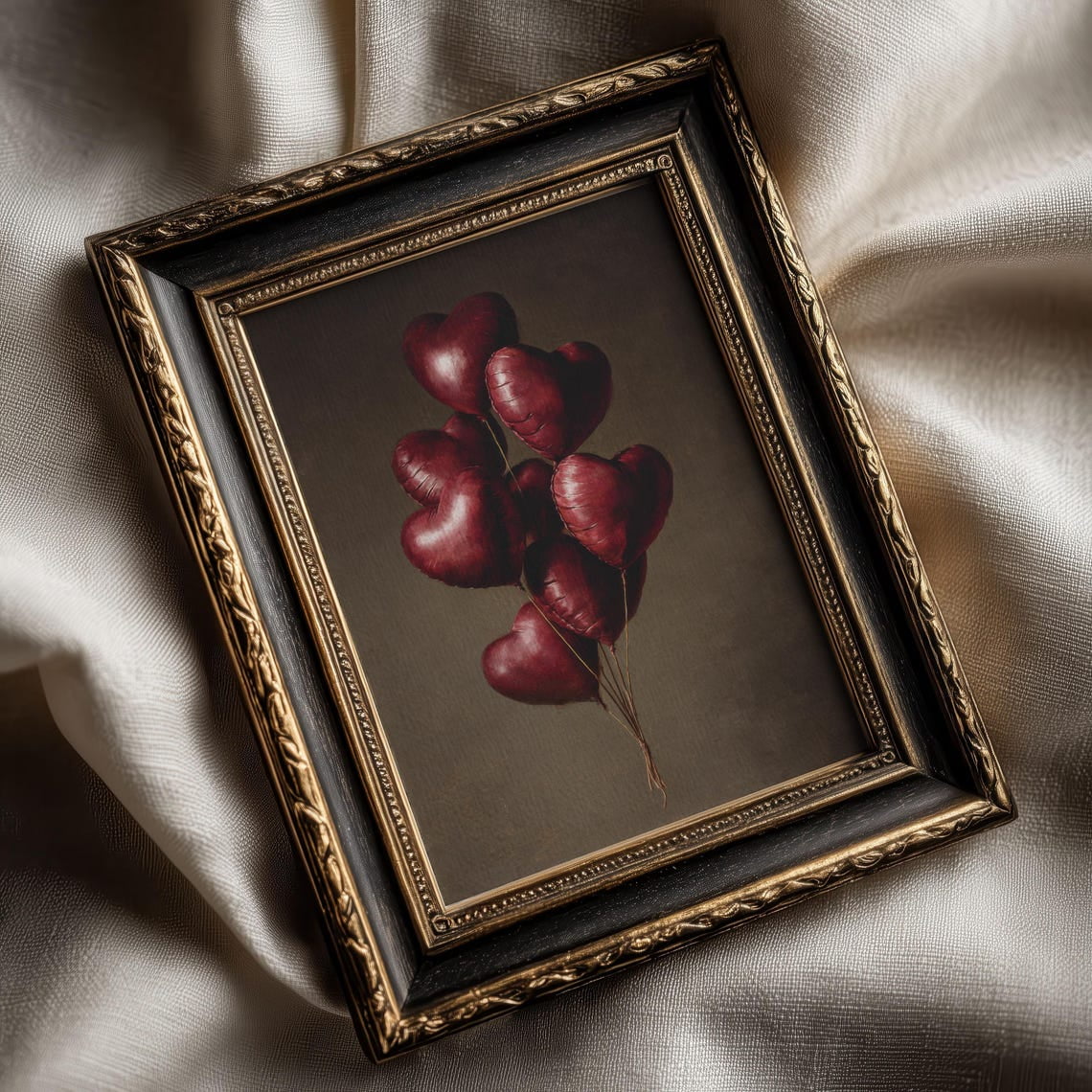 Heart Balloons Valentines Moody Vintage Style Romantic Party Wall Art Living Room And Gallery Wall Decor