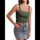 thumbnail image 2 of Camisetas Sin Mangas con Doble Forro para Mujer, Estilo Y2K, para Salir, Ajustadas, Sin Mangas, con Cuello Cuadrado, para Verano. Verde L, 2 of 8