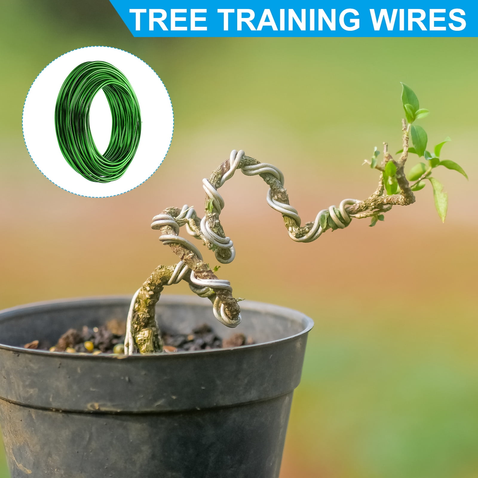 Uxcell 4mm Bonsai Training Wire, 1 Roll Floral Wire Stems 95.1 Feet Green