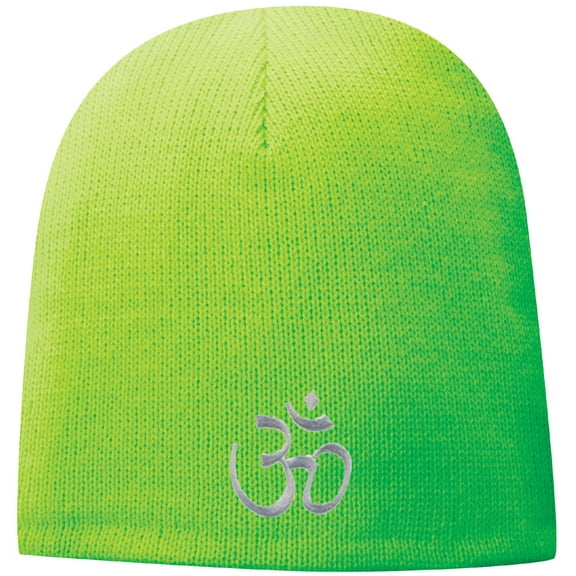 Unisex Adult "Hindu Om" Acrylic Beanie Hat - Neon Green