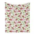 thumbnail image 1 of Exotic Soft Flannel Fleece Throw Blanket, Pattern of Chameleons and Palm Leaves Tropical Wildlife Elements, Cozy Plush for Indoor and Outdoor Use, 70" x 90", Dark Coral Green, by Ambesonne, 1 of 6