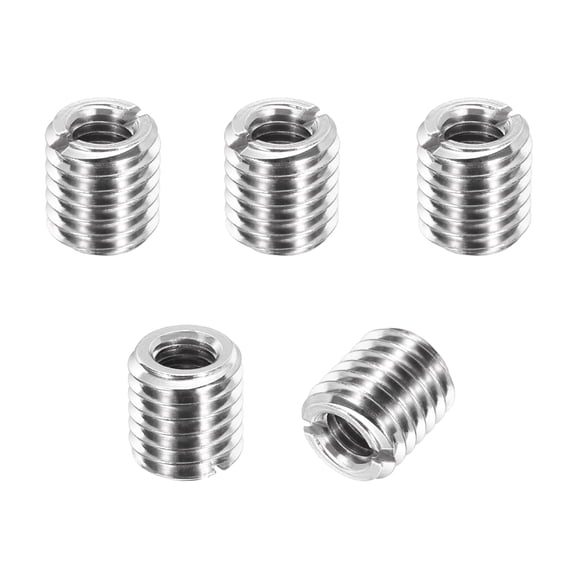 Thread Adapters Sleeve Reducing Nut, 5Pcs M12x1.75 Male to M6x1 Female Repairing Insert Nut Screw Reducer Conversion 303 Stainless Steel Fastener 12mm