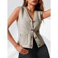thumbnail image 2 of Women's V Neck Button Up Sleeveless Vest Sweater Knitted Casual Cardigan with Pockets, 2 of 6