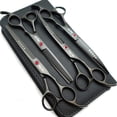 thumbnail image 1 of Juego de tijeras de aseo para mascotas Kingstar Titanium Black 18 cm 4 piezas, 1 of 9
