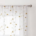 thumbnail image 5 of Fragrantex White Spring Sheer Embroidered Curtains 63 inch Length with Gold Yellow Leaf Botanical Window Curtains for Bedroom Rod Pocket 38"W x 63"L,2 Panels, 5 of 8