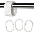 thumbnail image 1 of Qulable 24 pcs Shower Curtain Rings Plastic Shower Curtain Hooks C-Shaped Rings Hook Hanger Bath Drape Loop Clip Glide Bathroom Shower Window Rod (White), 1 of 4