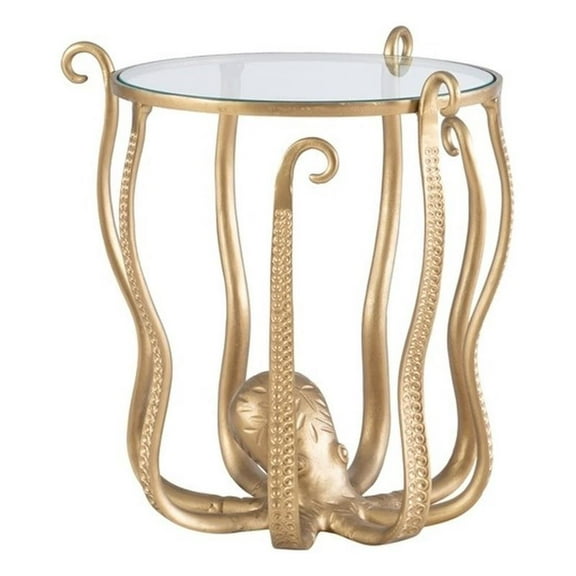 Linon Olivia Metal Octopus Table in Gold