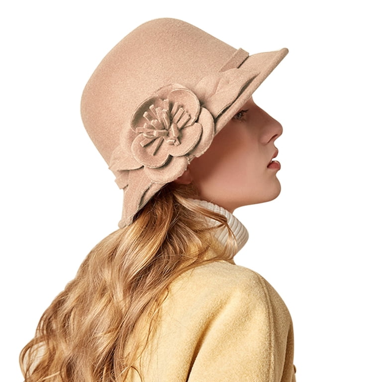 women winter dress hats Women Winter Warm Bucket Hat 1920s Vintage Cloche Bowler Hats Fashion Ladies  Church Bucket Hat Brick Red at Amazon Women's Clothing store