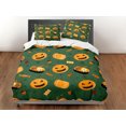 thumbnail image 3 of Calabaza halloween ropa de cama completa y funda de almohada, funda nórdica verde conjunto dormitorio, 3 of 4