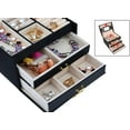 thumbnail image 6 of RUseeN Jewelry Box for Women Girl Wife, Jewelry Organizer Box, 3 Layers Jewelry Storage Organizer for Earring, Ring, Necklace, Bracelets (Black), 6 of 7